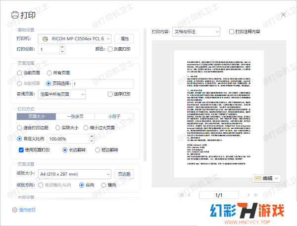 PDF 阅读器中的打印预览